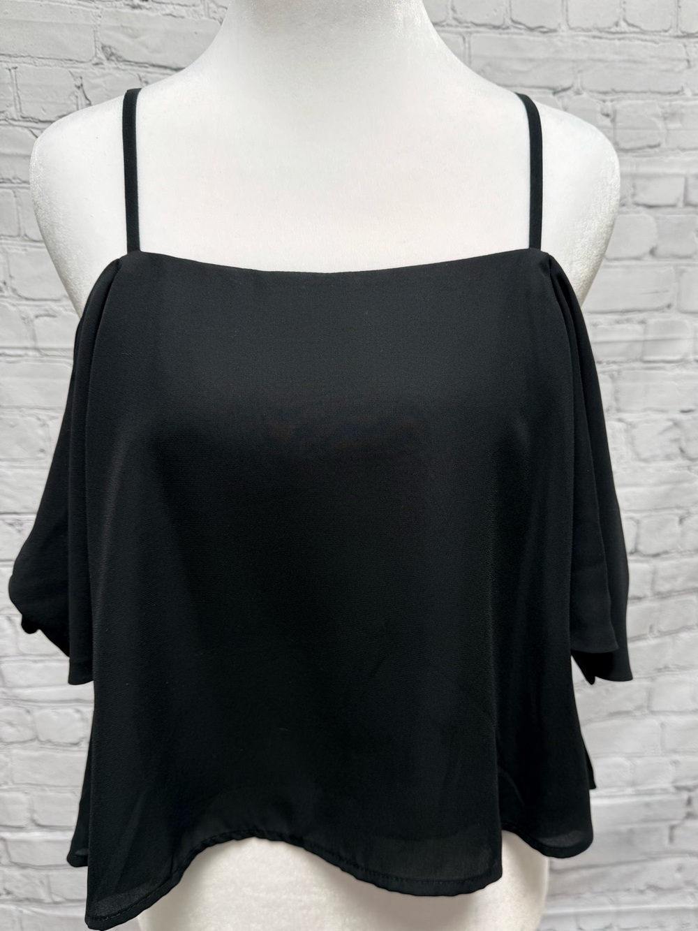 Women's Black Cold-Shoulder Spaghetti Strap Camisole